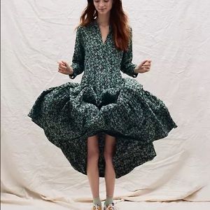 Button-Front Tiered Midi Dress in Fleur Field